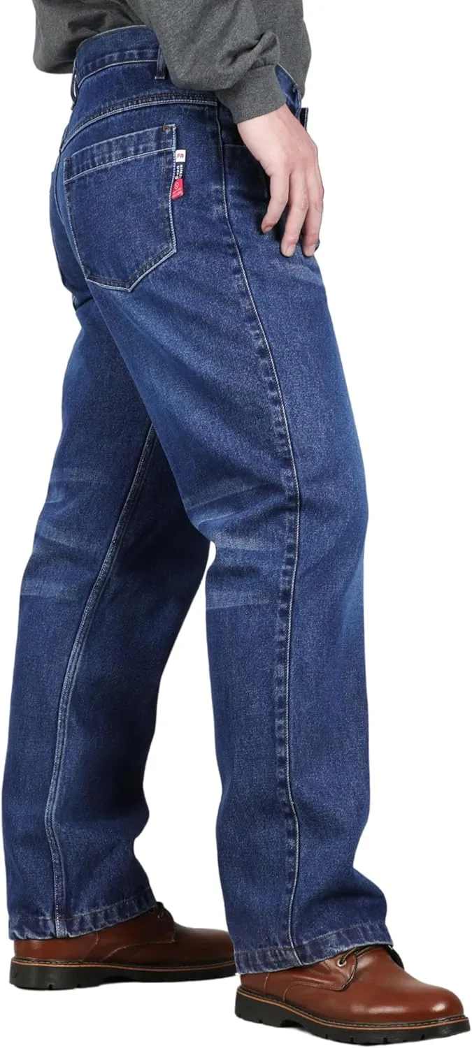 BOCOMAL FR Pants for Men Relax Fit Flame Resistant Jeans 14oz Heavy Duty Washed Work Jeans