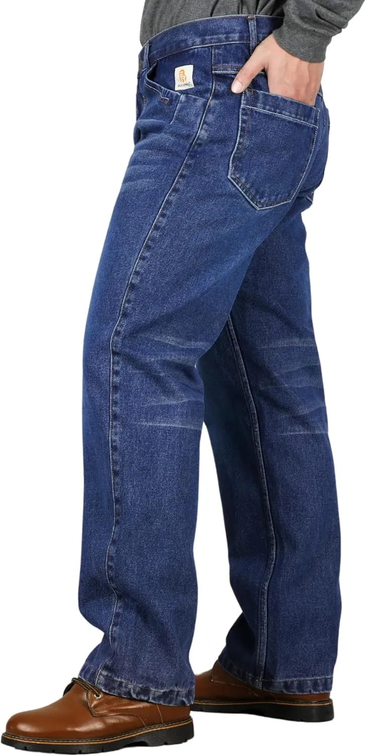 BOCOMAL FR Pants for Men Relax Fit Flame Resistant Jeans 14oz Heavy Duty Washed Work Jeans