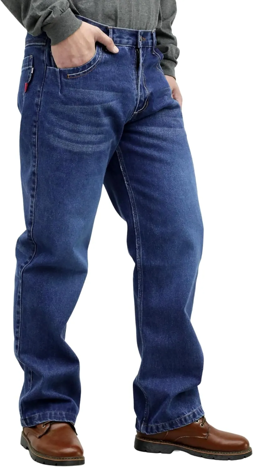 BOCOMAL FR Pants for Men Relax Fit Flame Resistant Jeans 14oz Heavy Duty Washed Work Jeans