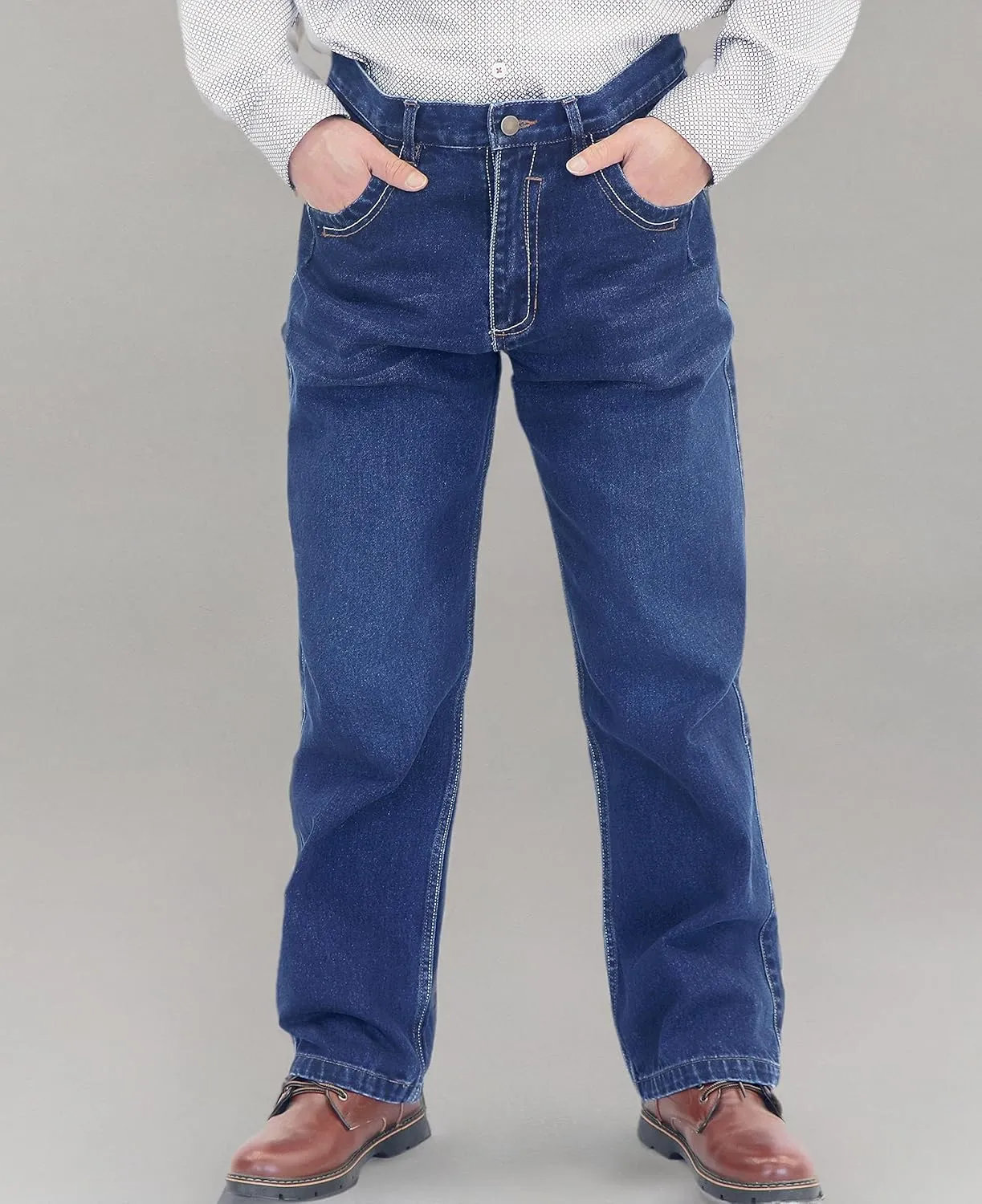 BOCOMAL FR Pants for Men Relax Fit Flame Resistant Jeans 14oz Heavy Duty Washed Work Jeans