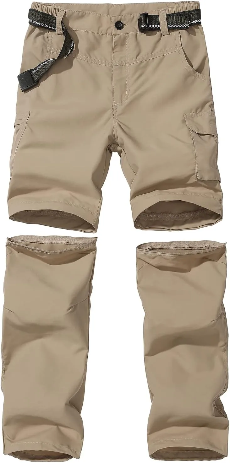 Boy??s Convertible Hiking Pants Lightweight Quick Dry Zip Off Pants for Kids Youth Outdoor UPF 50  Casual Cargo Trousers
