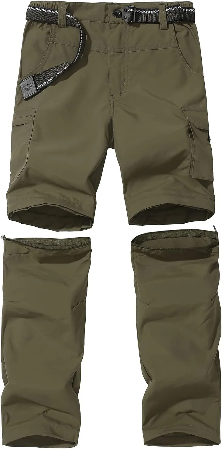 Boy??s Convertible Hiking Pants Lightweight Quick Dry Zip Off Pants for Kids Youth Outdoor UPF 50  Casual Cargo Trousers