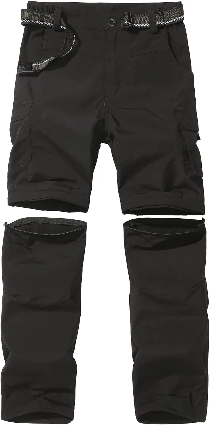 Boy??s Convertible Hiking Pants Lightweight Quick Dry Zip Off Pants for Kids Youth Outdoor UPF 50  Casual Cargo Trousers