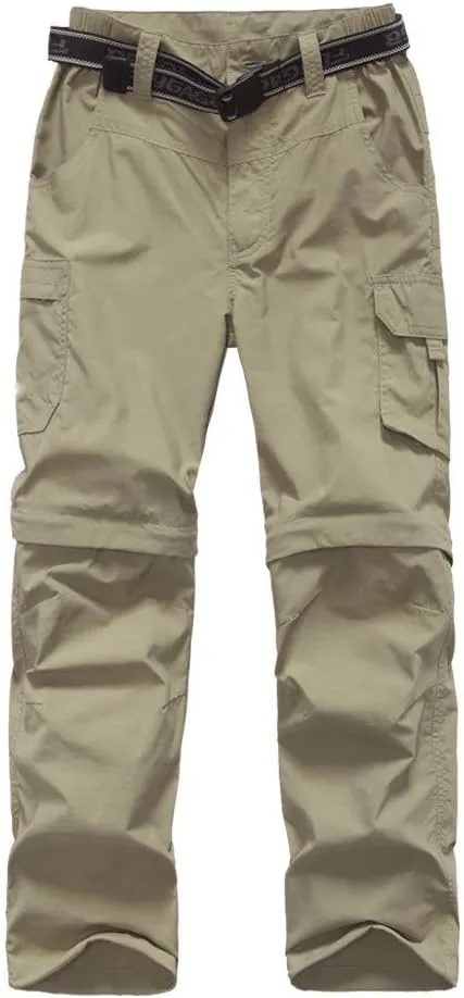 Boy??s Convertible Hiking Pants Lightweight Quick Dry Zip Off Pants for Kids Youth Outdoor UPF 50  Casual Cargo Trousers