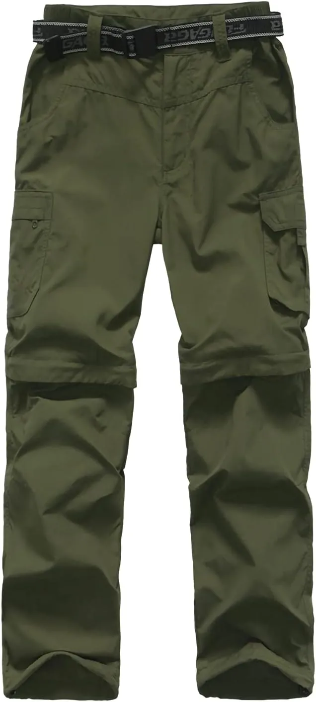 Boy??s Convertible Hiking Pants Lightweight Quick Dry Zip Off Pants for Kids Youth Outdoor UPF 50  Casual Cargo Trousers