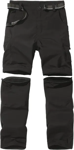 Boy??s Convertible Hiking Pants Lightweight Quick Dry Zip Off Pants for Kids Youth Outdoor UPF 50  Casual Cargo Trousers