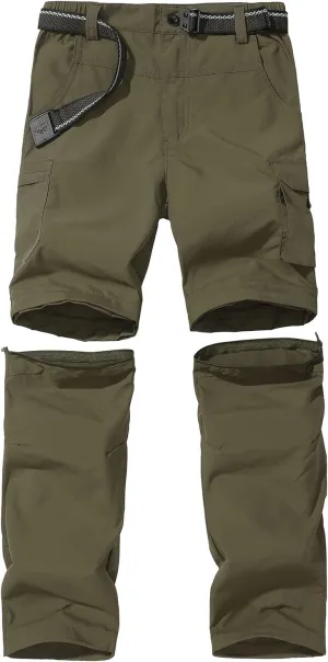 Boy??s Convertible Hiking Pants Lightweight Quick Dry Zip Off Pants for Kids Youth Outdoor UPF 50  Casual Cargo Trousers