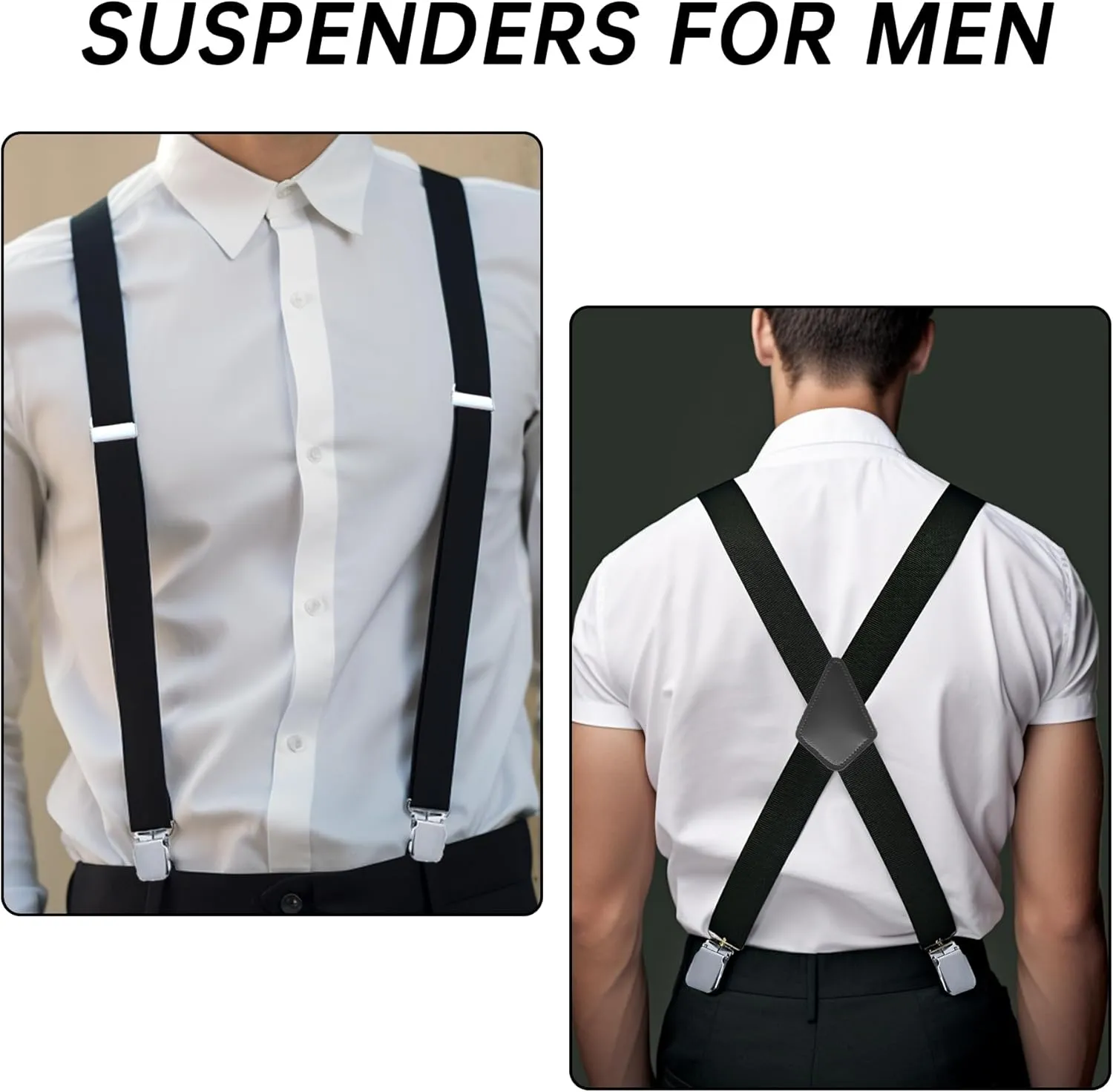CADONO Men's 2 Inch Heavy Duty Suspenders??Adjustable X-Back with Strong Clips for Work, Jeans, and More