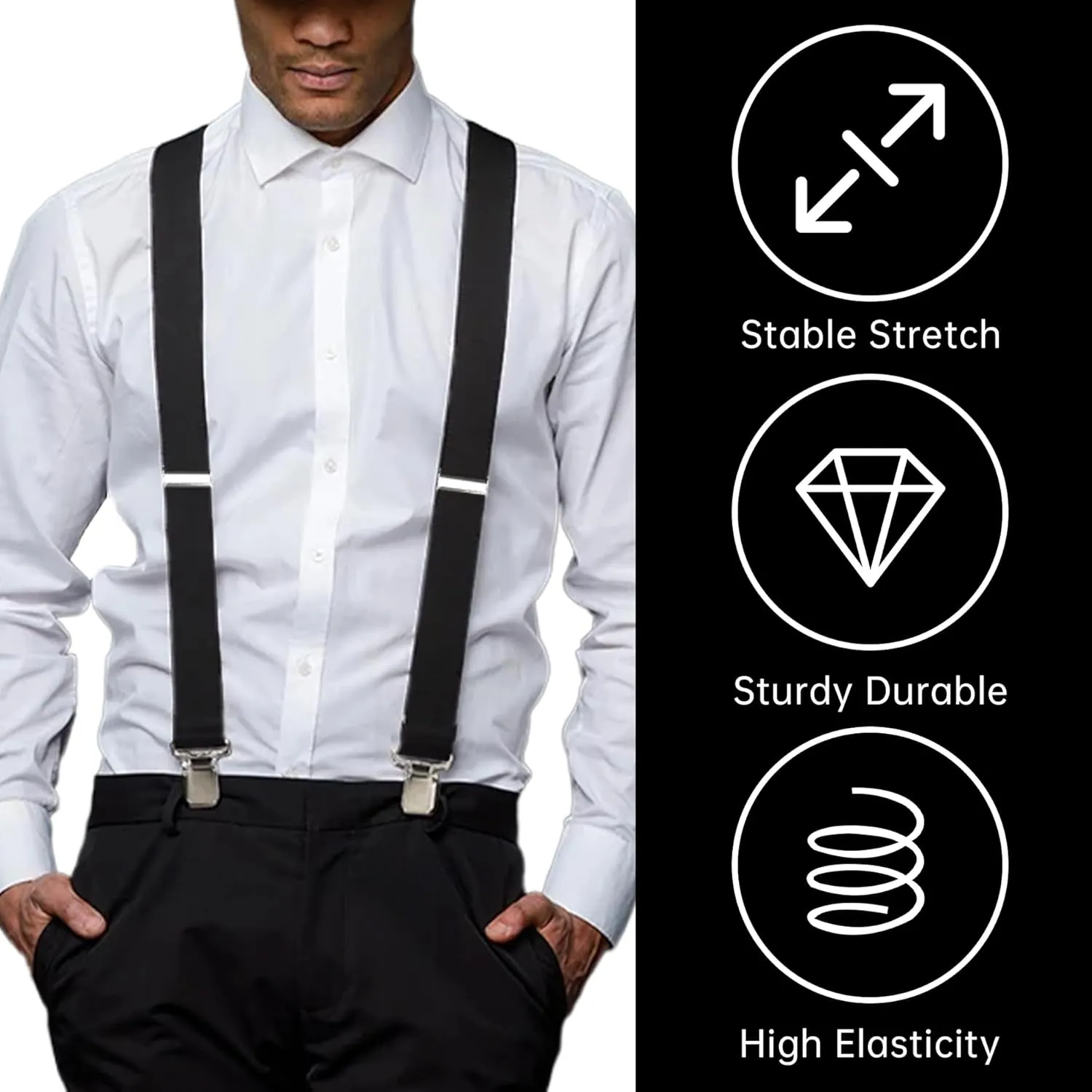 CADONO Men's 2 Inch Heavy Duty Suspenders??Adjustable X-Back with Strong Clips for Work, Jeans, and More