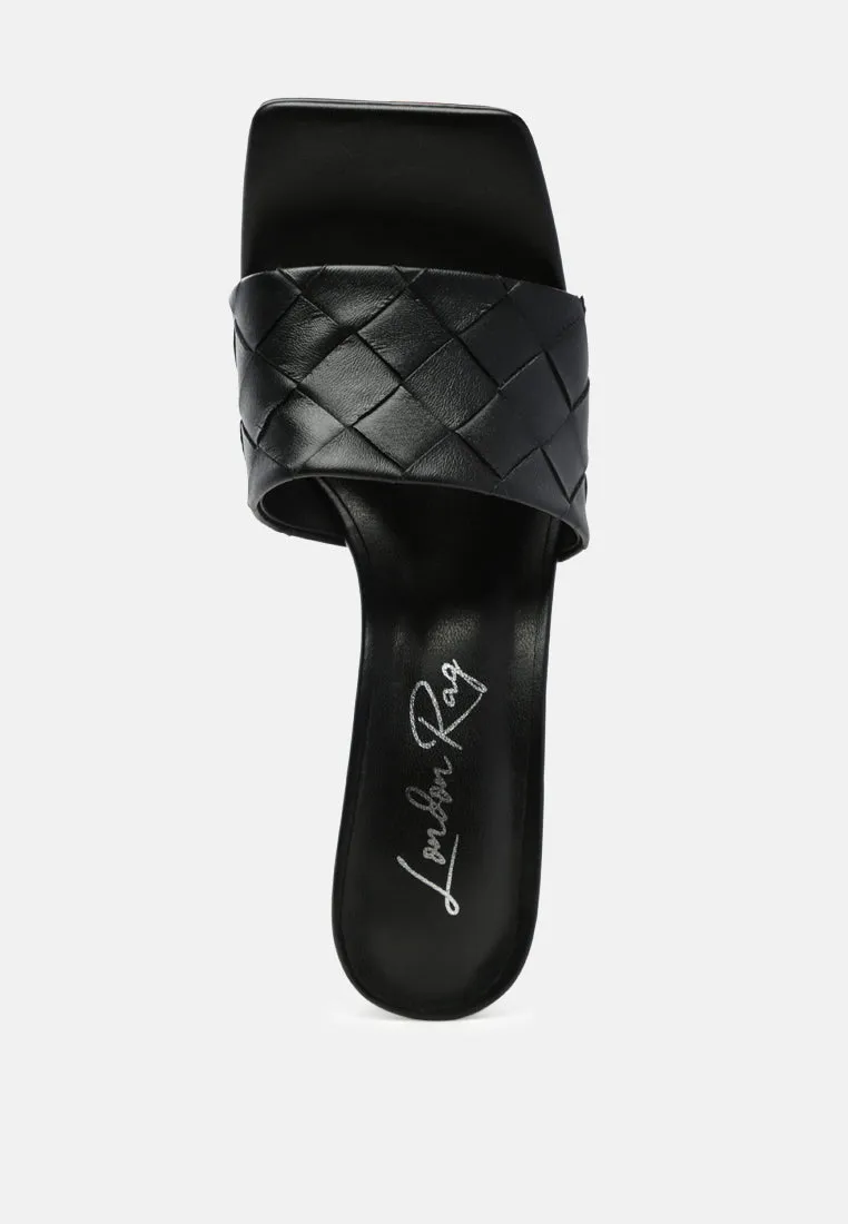 carmen woven strap mid heel sandals