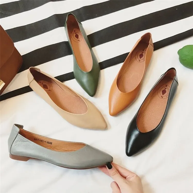 Comelyy Women's flat shoes with shallow mouth, comfortable soft sole and pointed toe shoes