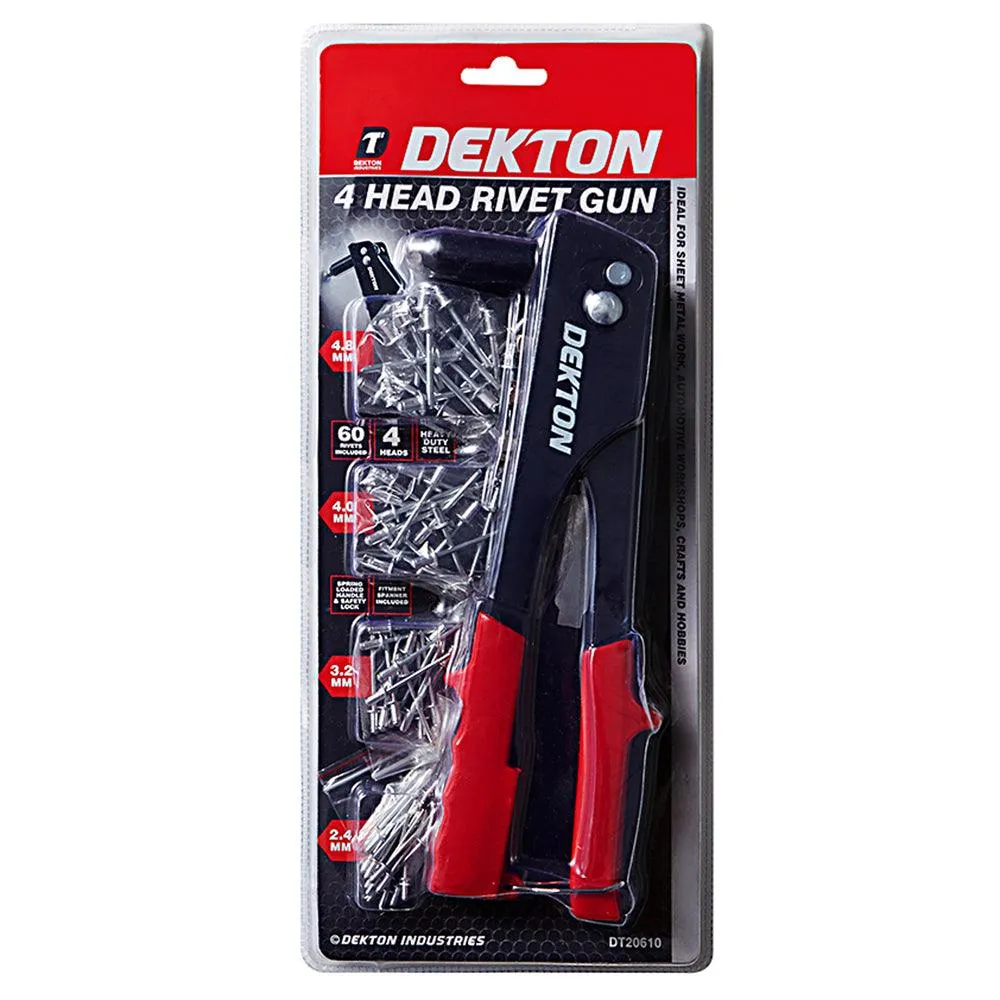 Dekton 4 Head Rivet Gun | Heavy Duty Hand Riveter