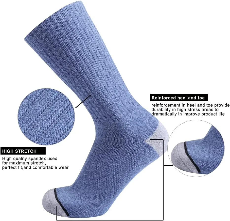 EnerWear 10P Pack Unisex Cotton Moisture Wicking Cushion Crew Socks