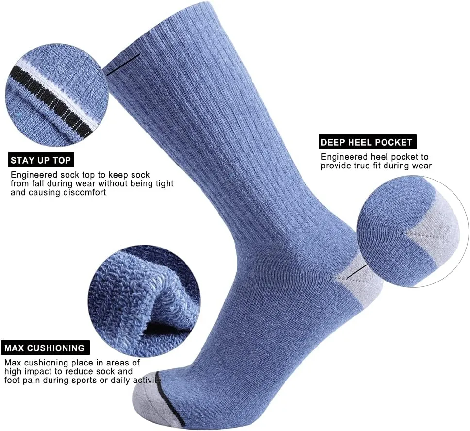 EnerWear 10P Pack Unisex Cotton Moisture Wicking Cushion Crew Socks