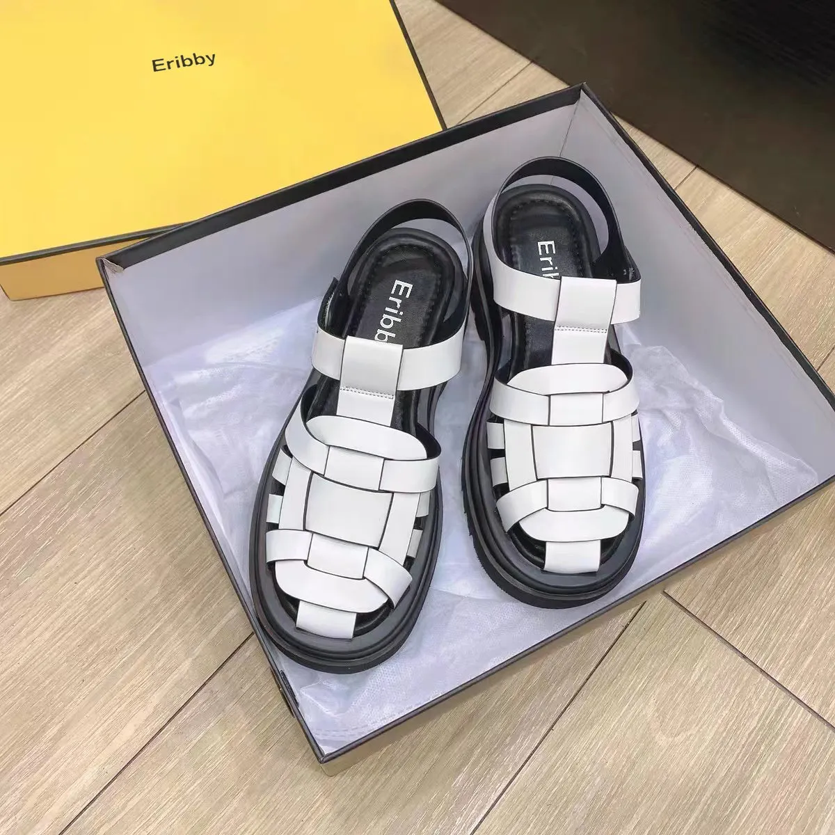 Eribby Closed Toe Sandals for Women Casual Summer Hollow Out Vintage Wedge Sandal Gladiator Outdoor Shoes
