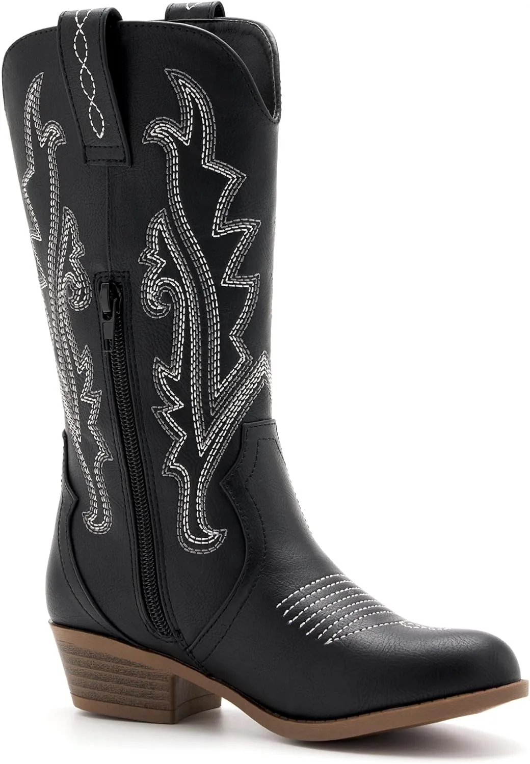 Girls Kids Western Boots Embroidered Cowgirl Cowboy Boots Girls Mid Calf Riding Shoes Little Kid/Big Kid