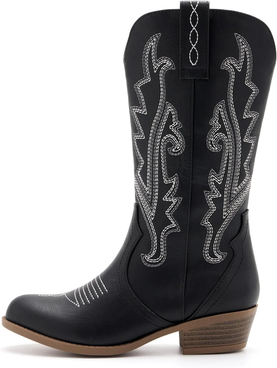 Girls Kids Western Boots Embroidered Cowgirl Cowboy Boots Girls Mid Calf Riding Shoes Little Kid/Big Kid