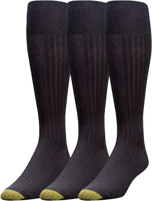 GOLDTOE Men's Canterbury Over-The-Calf Dress Socks, 3-Pairs