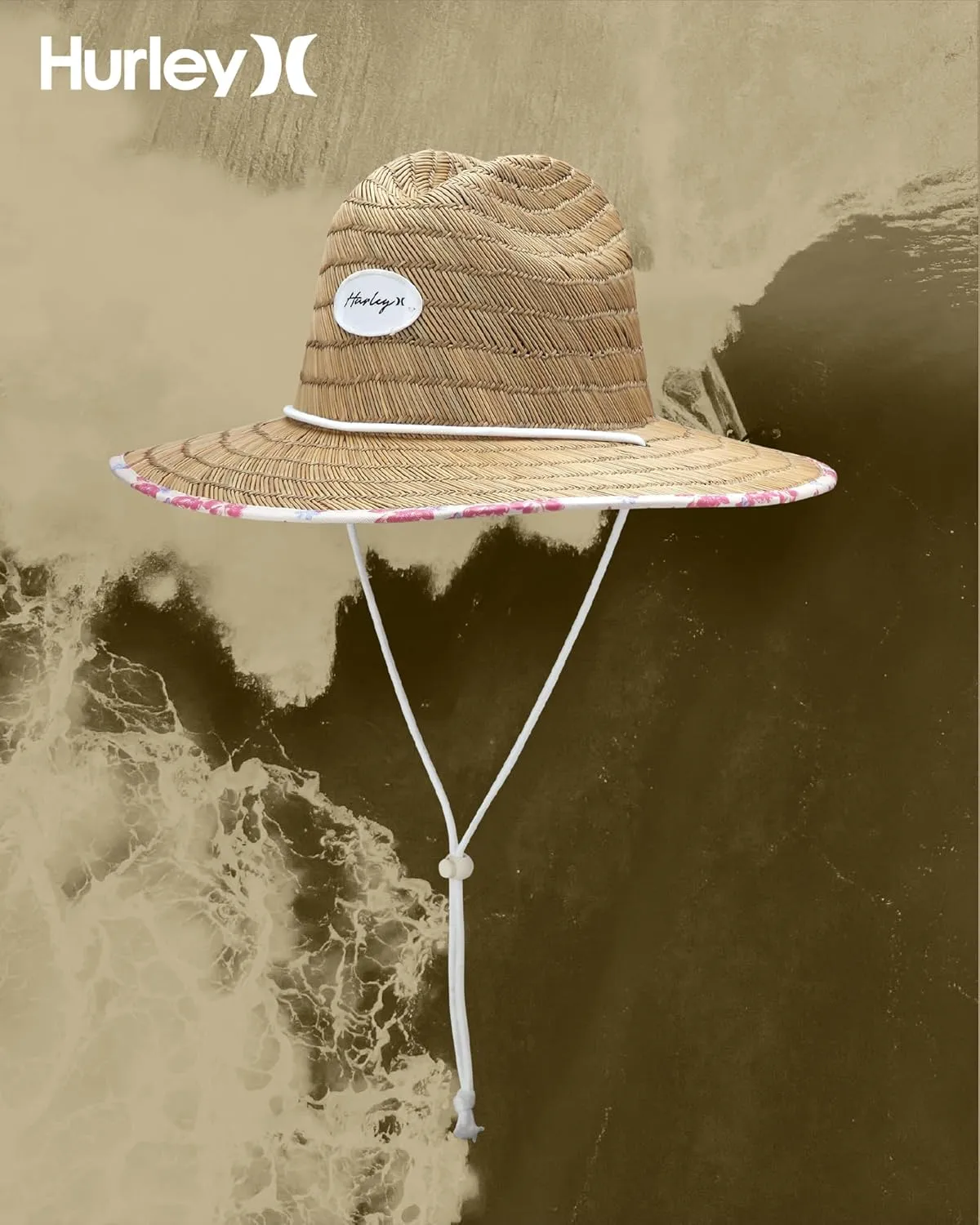 Hurley Women's Straw Hats - Real Straw Hat Medium Brim and Adjustable Chin Strap