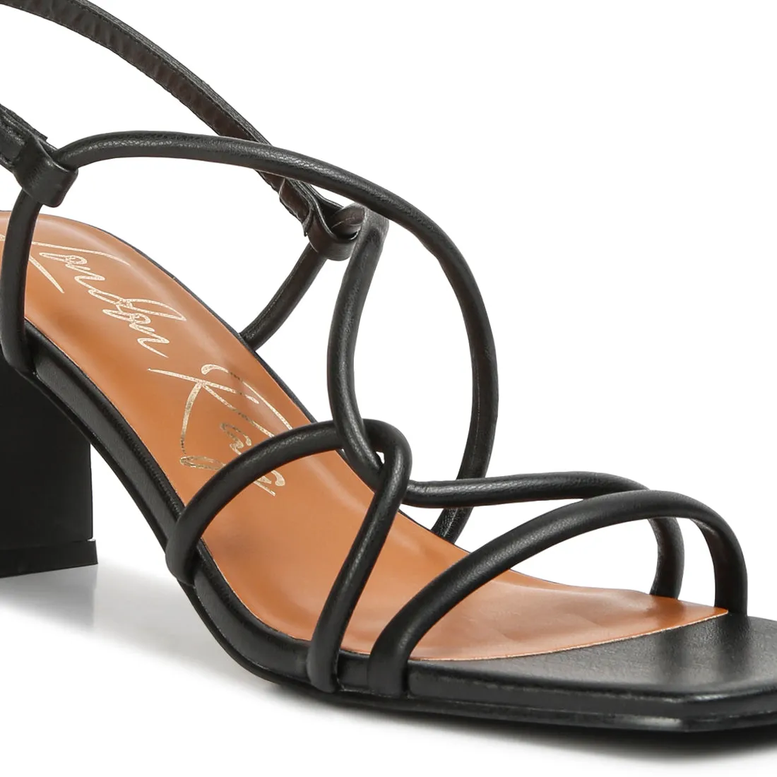 Knotted Straps Block Heeled Sandals
