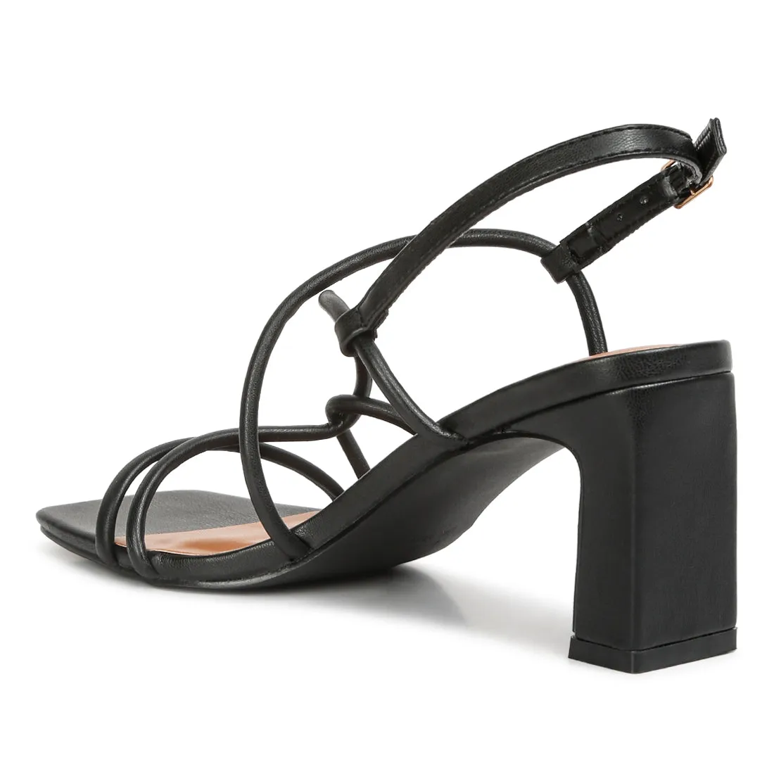 Knotted Straps Block Heeled Sandals