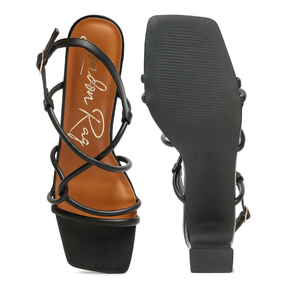 Knotted Straps Block Heeled Sandals