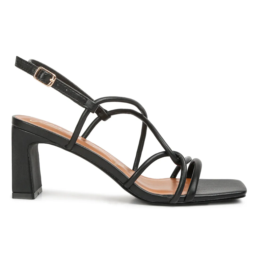 Knotted Straps Block Heeled Sandals