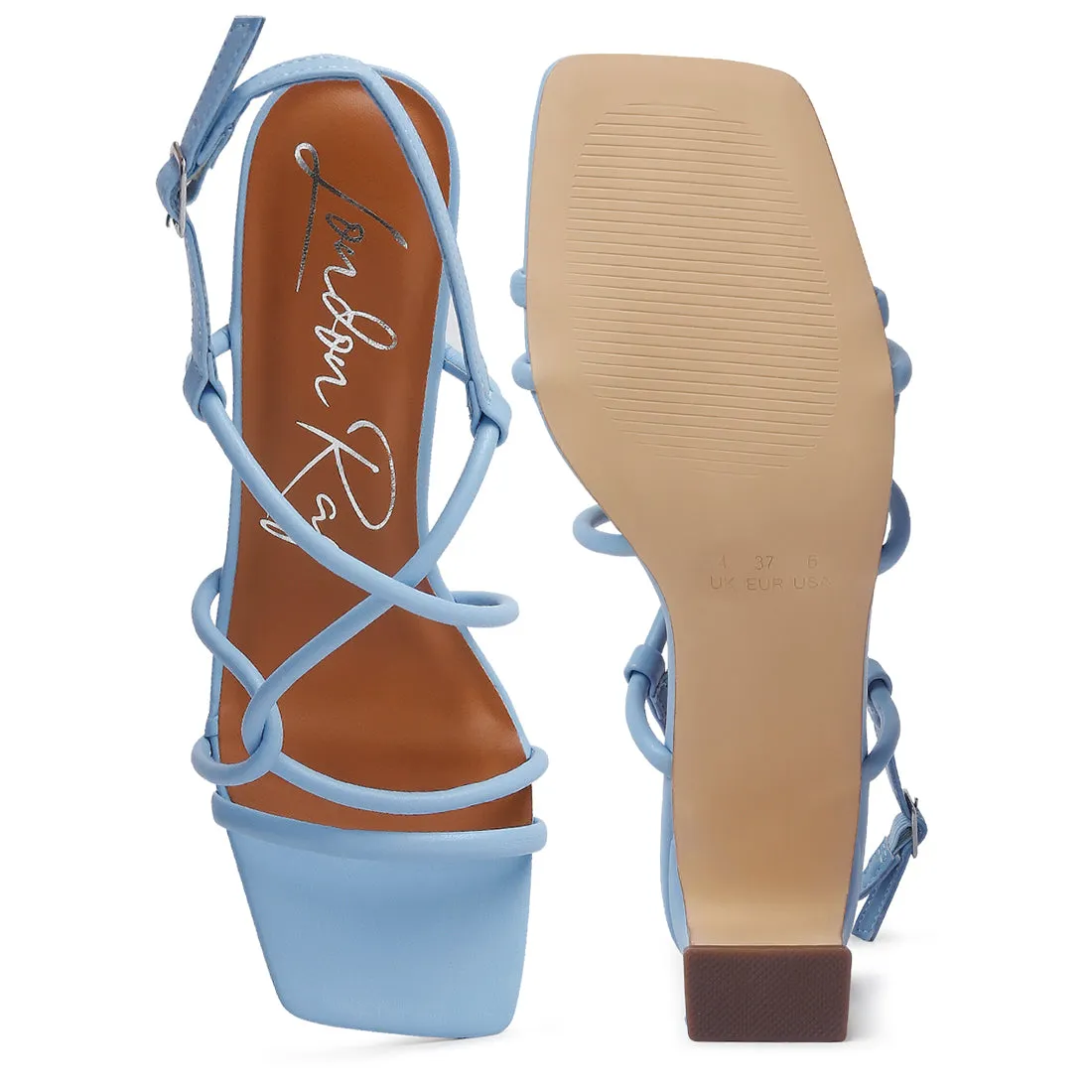 Knotted Straps Block Heeled Sandals