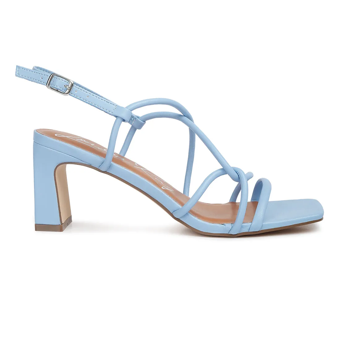 Knotted Straps Block Heeled Sandals