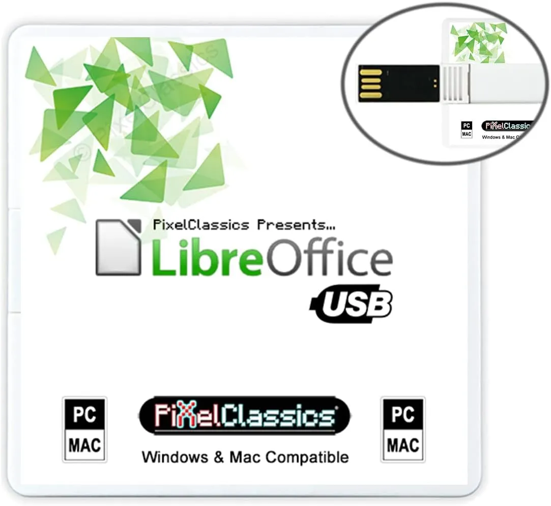 LibreOffice Office Suite 2025 on USB | Compatible with Microsoft Office Word, Excel & PowerPoint for Home Student Business | One Time Purchase, Lifetime License & Free Updates | Windows PC & Mac