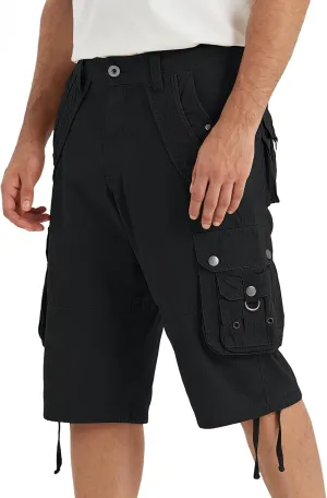 Mens Cargo Shorts with 8 Pockets Long Below Knee Length Relaxed Fit Casual Hiking Work Outdoor