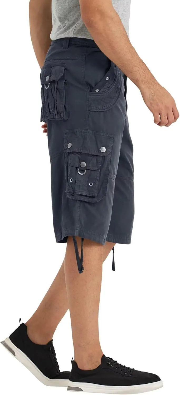 Mens Cargo Shorts with 8 Pockets Long Below Knee Length Relaxed Fit Casual Hiking Work Outdoor