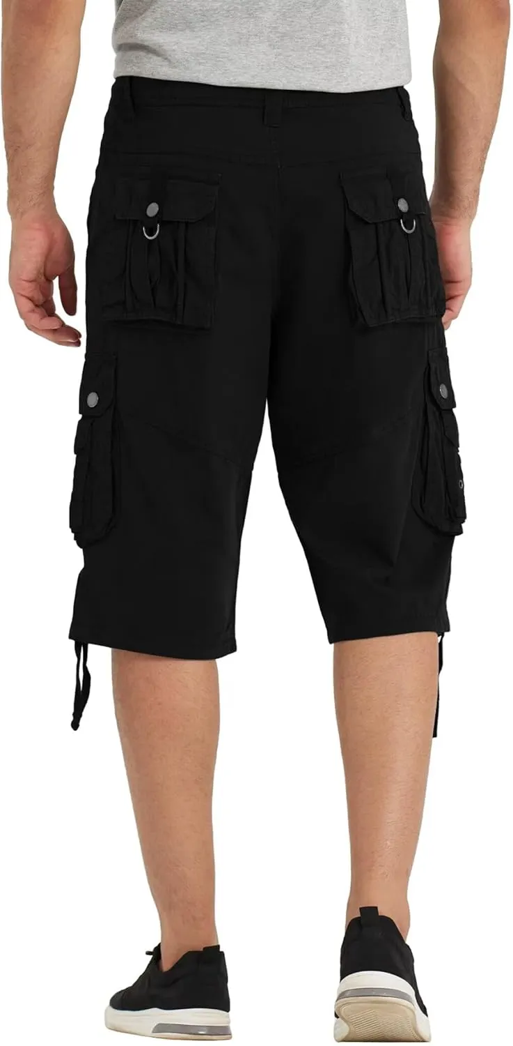 Mens Cargo Shorts with 8 Pockets Long Below Knee Length Relaxed Fit Casual Hiking Work Outdoor
