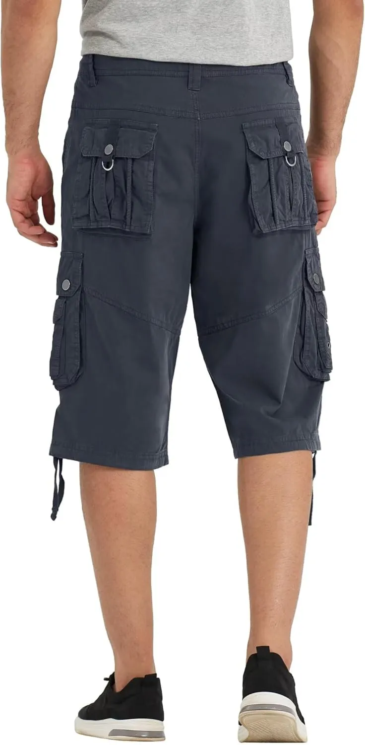 Mens Cargo Shorts with 8 Pockets Long Below Knee Length Relaxed Fit Casual Hiking Work Outdoor