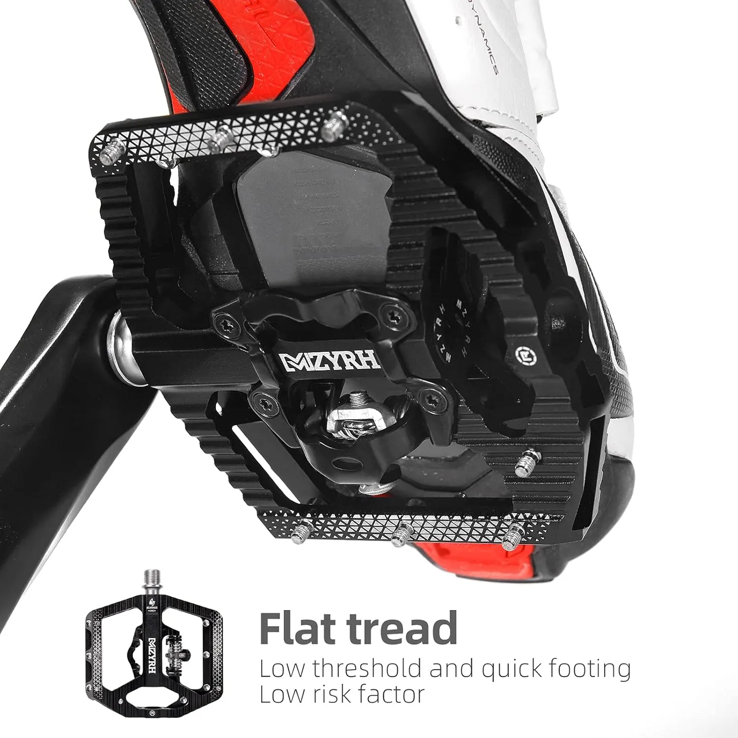 MTB Mountain Bike Pedals 3 Bearing Flat Platform Compatible with SPD,Dual Function Sealed Clipless Aluminum 9/16" Pedals with Cleats for Road