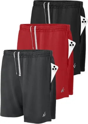 NY Threads 3 Pack Men's Athletic Shorts Quick Dry Lightweight Workout Running Gym Shorts with Pockets