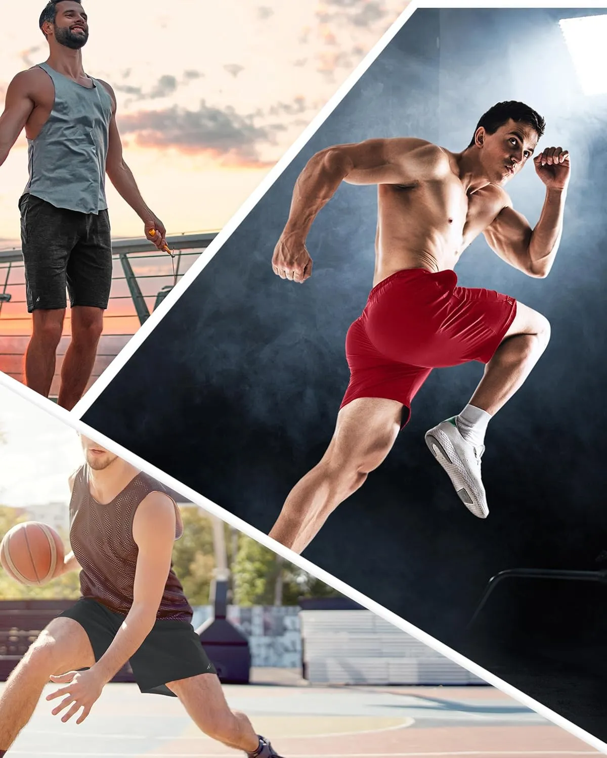 NY Threads 3 Pack Men's Athletic Shorts Quick Dry Lightweight Workout Running Gym Shorts with Pockets