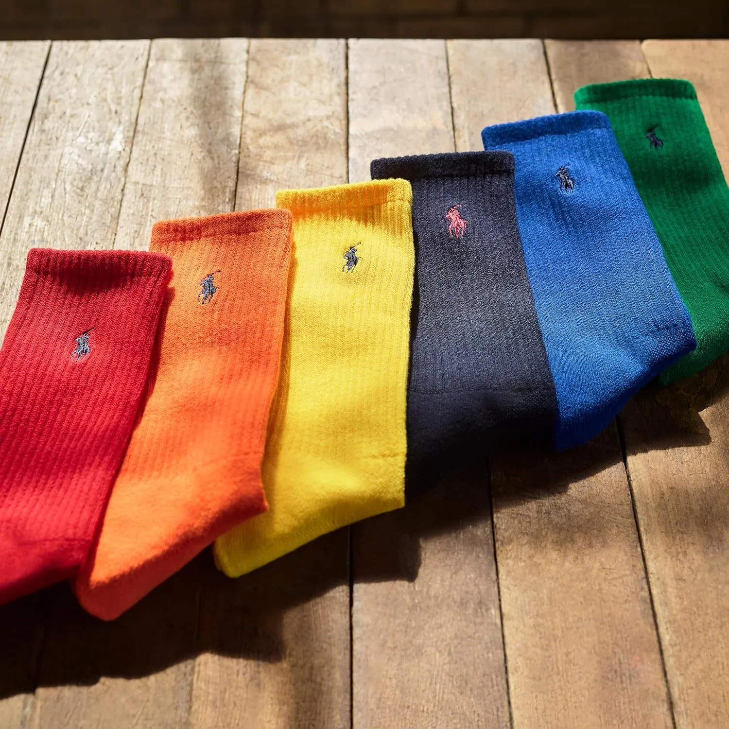 POLO RALPH LAUREN Men's Athletic Performance Cotton Crew Socks-6 Pair Pack-Moisture Wicking Mesh