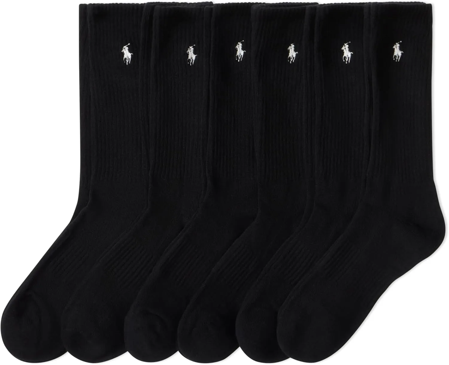 POLO RALPH LAUREN Men's Athletic Performance Cotton Crew Socks-6 Pair Pack-Moisture Wicking Mesh
