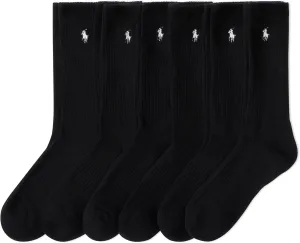 POLO RALPH LAUREN Men's Athletic Performance Cotton Crew Socks-6 Pair Pack-Moisture Wicking Mesh