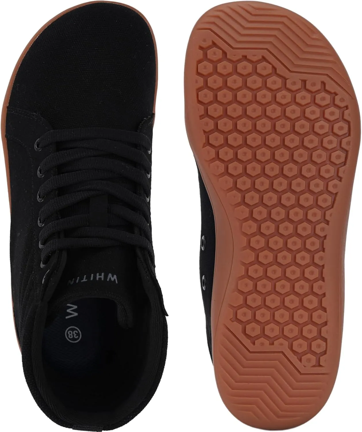 WHITIN Men's Wide Hi-top Minimalist Barefoot Sneakers | Zero Drop Sole | Cushioned Ankle Support